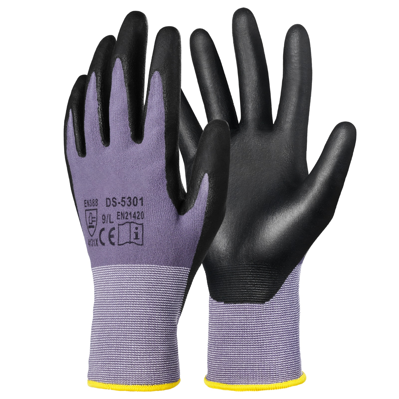 Work Gloves 12-Pair Touch Screen Nitrile-Coated Garden Construction Gloves_voghion.com